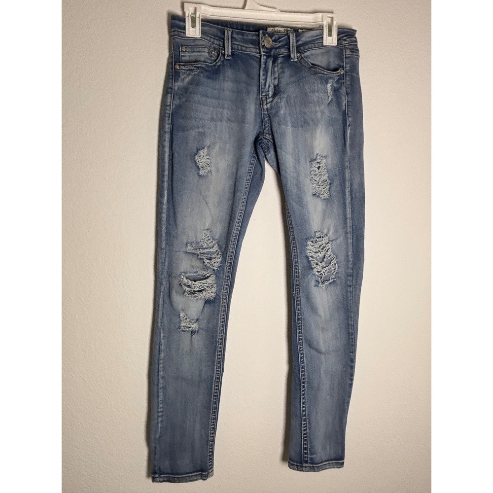 Indigo Rein Forever Distressed Skinny Jeans‎ Light Wash Blue Ripped Denim Size 7